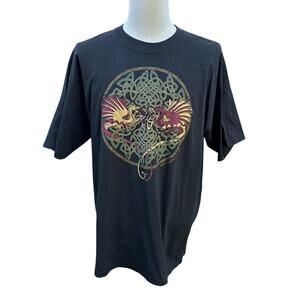 NEW Vintage Keltic Designs Black Dragons by Jen Delyth 1998 Men's XL